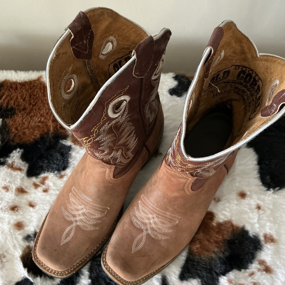 Old Corral Western Cowboy Brown Leather Boots Mex 26.5 US Womens 8.5 - 9 M
